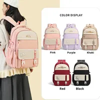 Sac à dos grande capacité pour filles, écoles primaires/secondaires (CP-CM2), avec fermeture éclair et boucle, design respirant, motif rayé