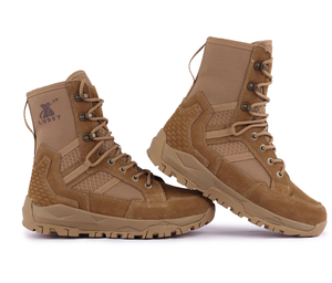 Bottes tactiques SFB8 personnalisées Ludey, montantes, en cuir de vachette suédé vert forêt, sans fermeture éclair latérale, vente en gros. - Product Image 2