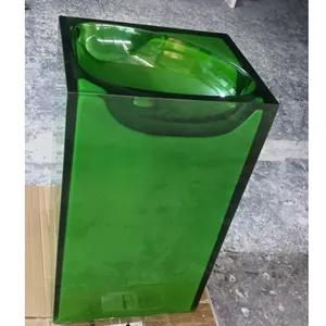 Modern Design Transparent Pedestal Sinks Green Color Freestanding Basin Floor Stand Resin Stone Wash Basins