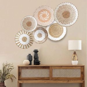 Cesto da parete <span class=keywords><strong>africano</strong></span> colorato Boho decori per interni da esposizione pezzo di decorazione primaverile per la casa intrecciata a mano 5: disco Boho appeso <span class=keywords><strong>etnico</strong></span> - Product Image 3