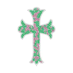 Aangepaste Warmte Strass Overdracht Cross Design Strass Overdracht Fabrikant Voor Shirt