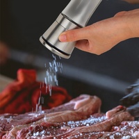 Gloway Gadget de cuisine en acier inoxydable rechargeable Salière à épices en verre Moulin à sel et à poivre réglable avec entonnoir