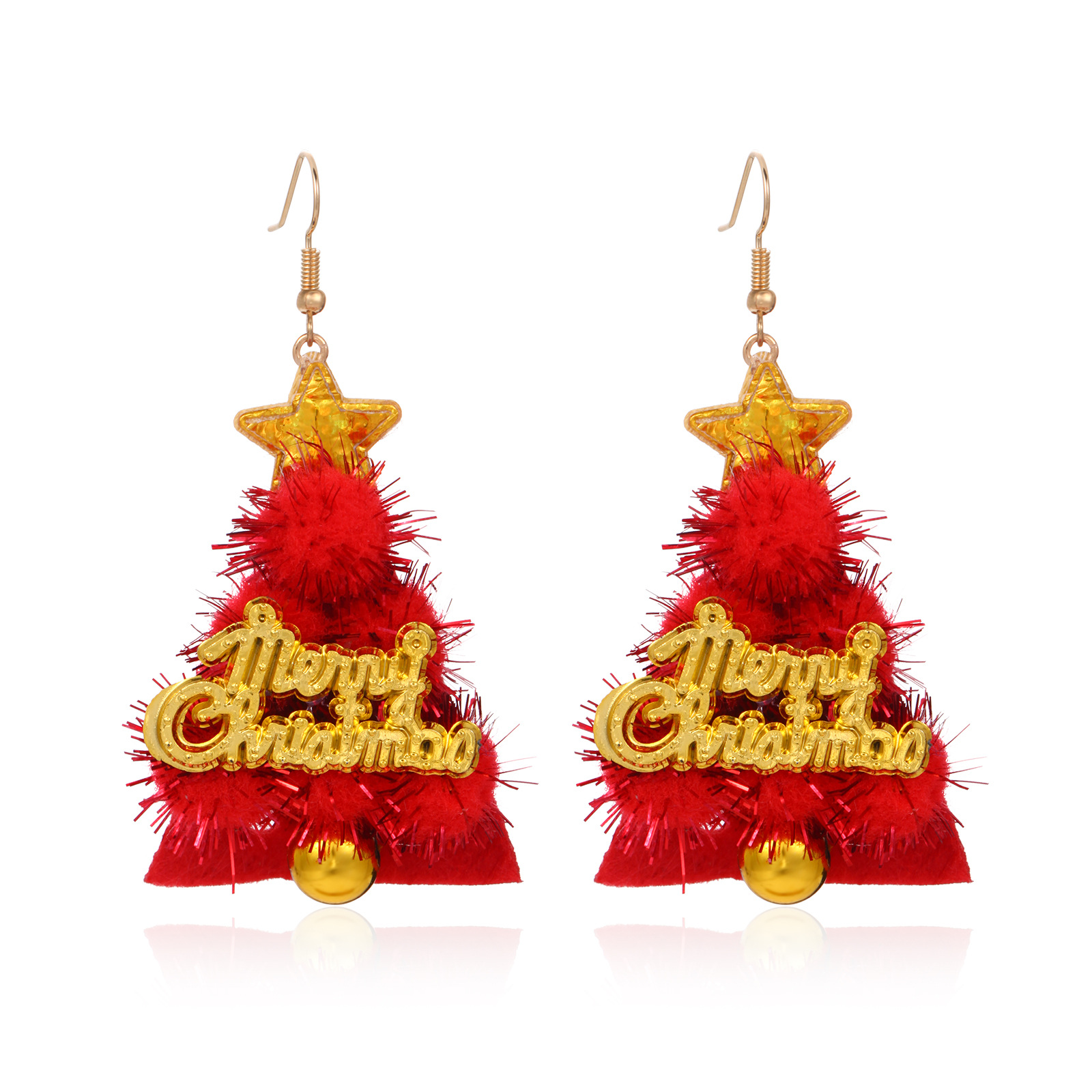 10 orecchini rossi con albero di Natale-ROSSO