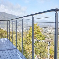 EKOO Balustrades et mains courantes à faible coût d'entretien de 42 pouces, poteaux de balcon, garde-corps à câble plat monté latéralement, garde-corps extérieur