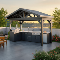 Cuisine extérieure modulaire moderne en acier inoxydable avec évier et crédence pour villa