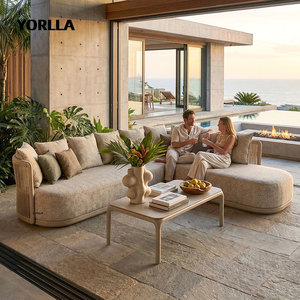 Set di Divani Sezionali da Esterno in Corda Intrecciata di Lusso Moderno a Forma di L per Villa, Hotel e <span class=keywords><strong>Patio</strong></span> - Product Image 5