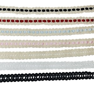 Nastro a righe in pizzo francese ecologico fatto a mano fai da te, larghezza 2 cm, per accessori borse e scarpe, rifinitura in cotone, sexy - Product Image 3