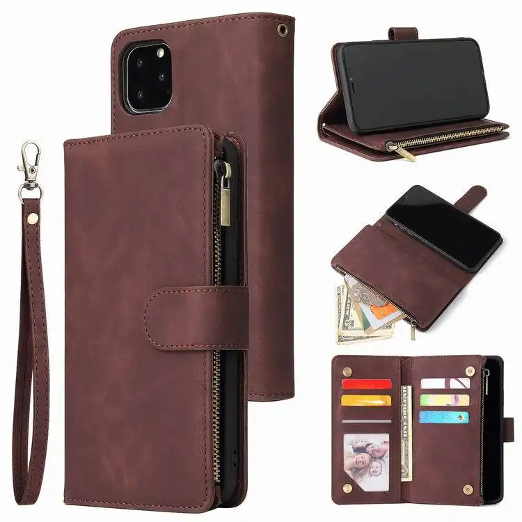 New Arrivals Luxury Flip Mobile Phone Cases Shockproof Zipper Wallet Leather Case For iphone 14 Zipper Cards For iphone 14 Pro