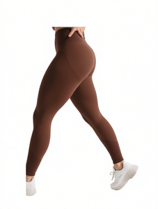 Leggings de yoga taille haute, longueur intégrale, couleur unie, sans couture, en spandex et polyester, vêtements de fitness minimalistes pour femmes - Product Image 1