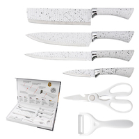 Ensemble de 6 couteaux de cuisine, éplucheur de fruits et de pommes de terre en céramique, couteau à viande, ciseaux, couteau de chef en acier inoxydable, couteau de boucher avec boîte cadeau