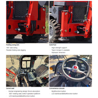 Mini-tracteur articulé TOPONE 4x4 avec rétrocaveuse, chargeur frontal, moteur diesel, 4 roues motrices, PLC et boîte de vitesses