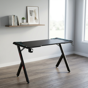 Nouveau design, bureau d'ordinateur de jeu en métal très vendu avec bandes LED, porte-gobelet et fonctions extensibles - Product Image 2
