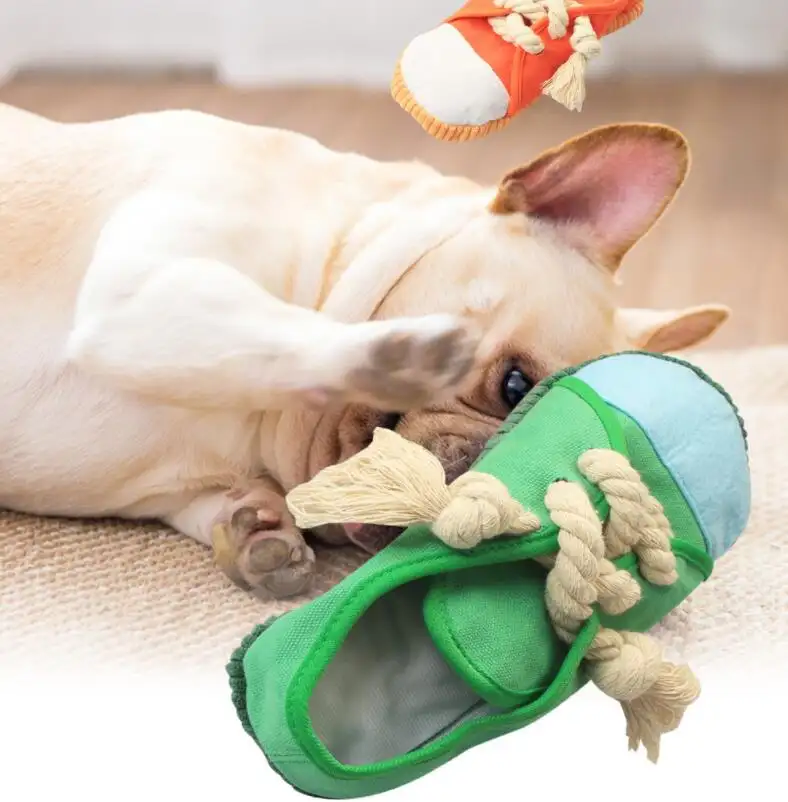 ファッション魅力的なデザインマルチカラーペット犬噛む靴面白いロープ臼歯のおもちゃ