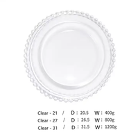Assiette de Présentation en Verre Transparent de 13 Pouces, Bord Doré, Design Minimaliste, pour Restaurants, Banquets et Usage Domestique – Vente en Gros