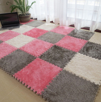 Tapis Puzzle Moelleux en Carrés, Tapis de Sol Doux pour Salon, Chambre et Enfants