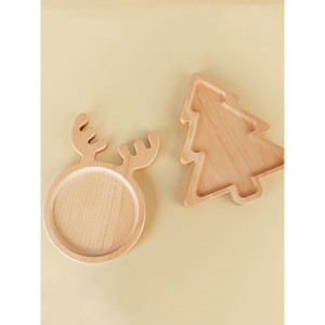 Bandeja de madera de haya con forma de cuerno de ciervo, plato infantil con diseño de animal de dibujos animados para refrigerios y frutas - Product Image 5