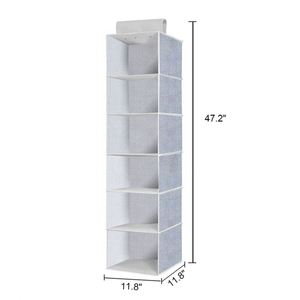 Organisateur de rangement suspendu à 6 étagères pour vêtements, étagères d'accessoires pliables, organisateurs de placard suspendus utilisés pour la garde-robe - Product Image 5