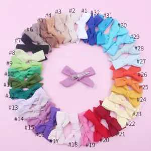 Aanpassen Handgemaakte Katoen Linnen Stof Bows Hair Clips Voor Baby Meisjes 32 Kleuren Knoop Haarspelden Haarspeldjes Met Goedkope Prijs