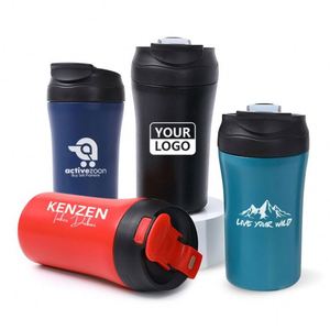แก้วกาแฟสแตนเลสเก็บความร้อนความเย็น 400 มล. แบบมีฝาปิดพร้อมหลอดดูด พิมพ์โลโก้ได้ - Product Image 6