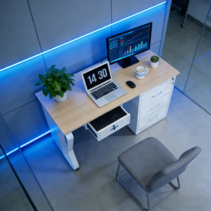 Factory Low Price Modern Metal Modular Wood <strong>Corner</strong> Computer Desk with Standing Design for Single Person Office <strong>Workstation</strong> - Product Image 6