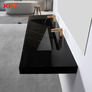 Vaisselle en marbre Lavabo en acrylique à surface solide avec unité de vanité Lavabo à double cuvette simple Lavabo de salle de bain - Product Image 4