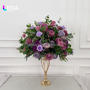 LEDA - Ramos de Flores Románticos Personalizados en Color Morado, Ramo de Flores Artificiales de Seda, Centro de Mesa para Decoración de Bodas - Product Image 2