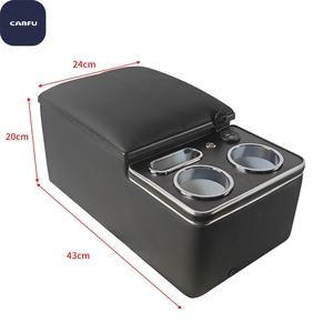 Consola de Asiento Trasero para Auto de Gran Capacidad, en Cuero ABS, con Luz Ambiental, Capacidad de Carga, Kits Interiores en Negro y Beige, Caja de Reposabrazos - Product Image 6