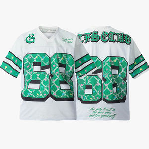 T-shirt de sport ample à col en V, style patchwork vintage, personnalisable avec logo, pour hommes, femmes et jeunes, maillot de supporter personnalisé - Product Image 1