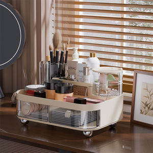 Cosmetic Storage Box <b>Drawer</b> Style Dustproof Large Capacity Desktop Organizer for Makeup Skincare Lipstick <b>Dressing</b> <b>Table</b> - Product Image 2