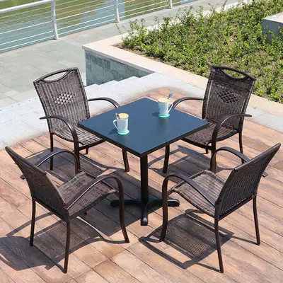 Restaurant Terrace Furniture Rattan Armchair Hot Sale Aluminium Alloy Sillas Exterior Modern Natural Garden Chair