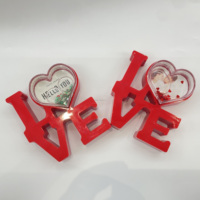 Cadre photo en acrylique en forme de cœur LOVE, remplissage personnalisé de paillettes, ornement de bureau, décoration anti-stress pour cadeaux de la Saint-Valentin
