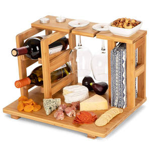 Estante multifuncional de bambú para vinos con tabla de quesos y soporte para copas para almacenamiento en la cocina - Product Image 1
