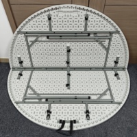 Mesa Redonda Plegable de Plástico Blanca de 60 Pulgadas (150 cm) para Eventos, Bodas, Hoteles, Banquetes y Comedores al Aire Libre, Moderna y Portátil, Venta al Por Mayor