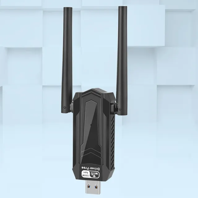 AC1300Mbps USB Wireless External Network Card High Gain Antenna Dual Band 24/5GHz for Desktop Windows XP/Vista/7-11
