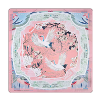 Tapis de jeu de mahjong de luxe 31,5*31,5 pouces, thème héron rose - Dessus de table américain résistant à l'eau et antidérapant, motif grue blanche et floral