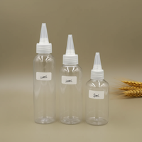 Flacon compte-gouttes transparent en PET avec bouchon à bec verseur pour huile capillaire, disponible en 50ml, 100ml, 150ml, 200ml, 250ml, 500ml