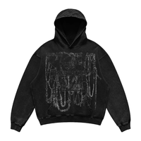 Pull surdimensionné pour homme, personnalisé, hiver, délavé à l'acide, vintage, imprimé chaîne gothique, streetwear, épaules tombantes, délavé à la pierre, style grunge