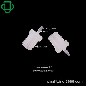 JU Plastic Fitting Plastic Connector 1/8NPT 1/4NPT Food Grade <b>PP</b> Threaded Pagoda Style For Rubber Hose - Product Image 4