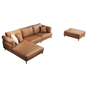 Sofás de luxo em casa modernos, seccionais de couro falso para sala de estar
