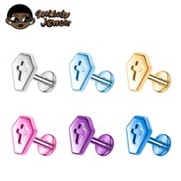 Neo-gótico ASTM F136 titanio cuerpo Piercing joyería ataúd oreja Piercing Stud Daith lóbulo cartílago nariz Stud