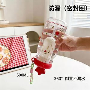 <b>Straw</b> <b>Cup</b> 600ml With Tea Infuser Portable Student Water Bottle Cartoon Star <b>Lid</b> Dustproof Travel Mug - Product Image 5