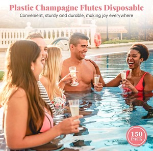 Flûtes à champagne en plastique jetables, verres à champagne transparents, verres à mimosa en plastique, coupes à cocktail pour mariage, en gros pour le réveillon du Nouvel An - Product Image 4