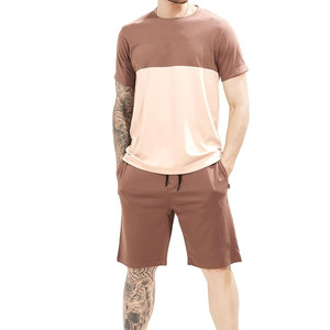 Ensemble T-shirt et short pour homme, décontracté, logo personnalisé, 100% coton, été, deux pièces, séchage rapide, haute qualité, vente en gros - Product Image 1