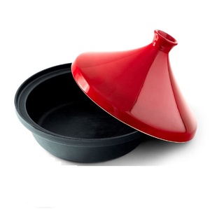 Marmite <span class=keywords><strong>en</strong></span> <span class=keywords><strong>fonte</strong></span> <span class=keywords><strong>émaillée</strong></span> <span class=keywords><strong>Tajine</strong></span> avec couvercle fermé <span class=keywords><strong>en</strong></span> forme de cône <span class=keywords><strong>en</strong></span> céramique Batterie de cuisine Casserole de cuisine Marmite - Product Image 1