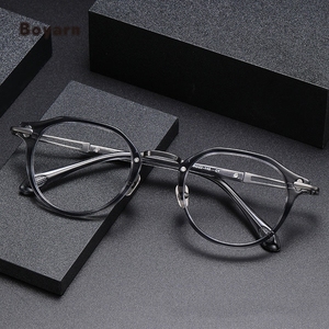 Boyarn Factory Wholesale Hot Sale Pure Tttanium Acetate Eyewear Transparent <strong>Grey</strong> Optical <strong>Frames</strong> Eyeglasses <strong>Frames</strong> for Men - Product Image 2