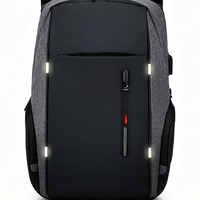 Sac à dos réfléchissant pour ordinateur portable avec port de chargement USB, antivol, étanche, pour voyage et affaires, pour la sécurité nocturne - Logo personnalisé