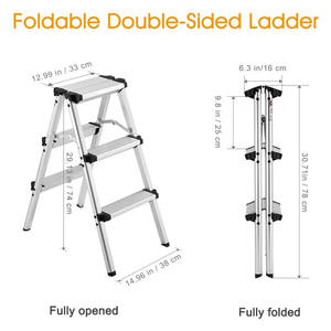 150 كجم تحميل 2x3 خطوات الألومنيوم العمل منصة ، الألومنيوم متعددة الأغراض سلم قابل للطي - Product Image 3