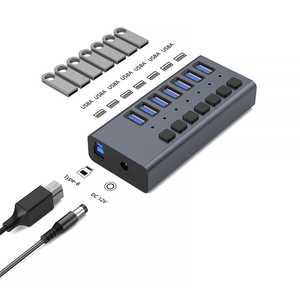7 Trong 1 <span class=keywords><strong>USB</strong></span> Một 3.2 10Gbps Nhiều Cổng Điện <span class=keywords><strong>USB</strong></span> <span class=keywords><strong>Hub</strong></span> Sạc <span class=keywords><strong>DC</strong></span> <span class=keywords><strong>12V</strong></span> Với Chuyển Đổi Điều Khiển Điện Nhôm ABS Docking Station - Product Image 1
