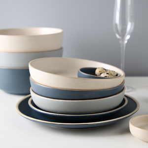 EKA Assiettes en <span class=keywords><strong>porcelaine</strong></span> de luxe moderne, assiettes à dîner, assiettes à déjeuner, assiettes en céramique pour pâtes, assiettes à steak, vaisselle en grès, cuillère, bols à fruits, vaisselle pour la maison - Product Image 4