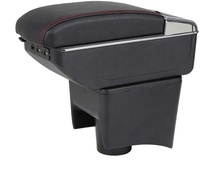 Jettamk5 Golf 6 2005-2011 DA-6134 Accoudoir central rotatif en cuir pour console avant avec boîte de rangement et porte-gobelet